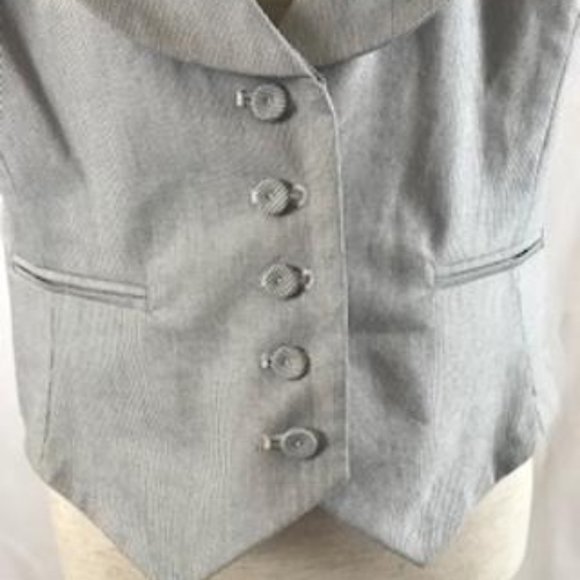 NWOT Ann Taylor Loft Striped V-neck Button Front Vest with Collar Size M - Picture 5 of 13
